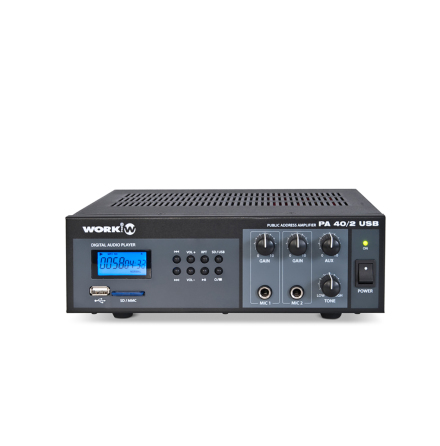 Work PA-40/2USB | Kompakt mixerfrstrkare 15W med mediaspelare